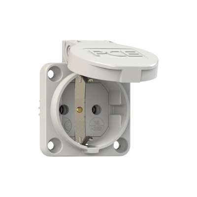 Встраиваемая розетка PCE с/з 16a/250v/2p+e/ip54 подключение сзади 50x50 серая 105-0g