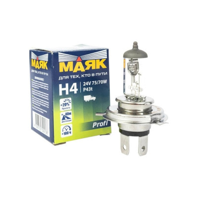 Автомобильная лампа МАЯК Н4 24V 75/70W P43t SUPER WHITE 4660007272297 54430SW