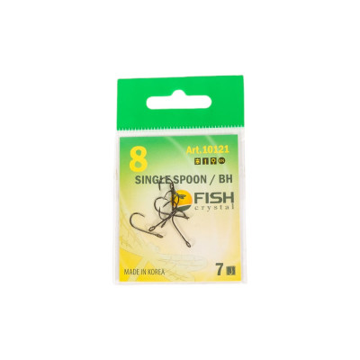 Крючок FISHCRYSTAL SINGLE SPOON BAITHOLDER с большим ухом, №8, покрытие BN, 7 шт 10121-08F