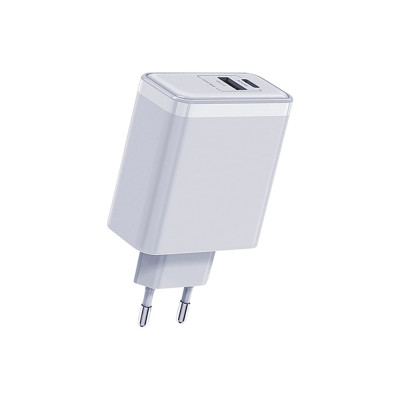 Сетевое зарядное устройство QUMO Energy PD, 65W Charger 0075, два порта: Type-C PD, + USB-A QC3.0, цвет белый 43017