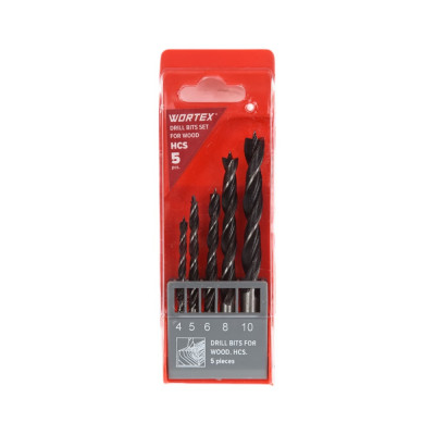 Набор сверл по дереву 4-5-6-8-10 мм, 5 шт WORTEX WDBS4010W10511