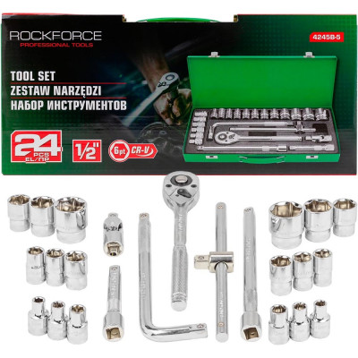 Набор инструментов Rockforce 24 предмета 1/2" (6граней) RF-4245B-5(57881)
