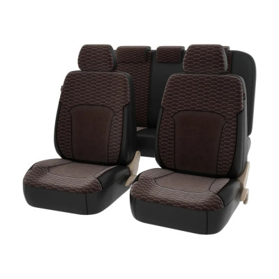 Чехлы PSV Hornet Next Черный Коричневый велюр терморомб Сота экокожа 137132