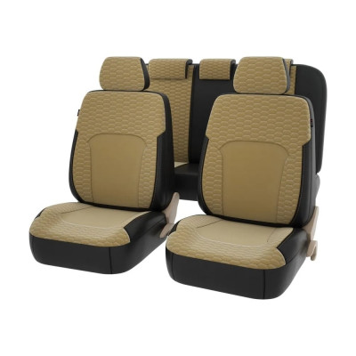 Чехлы PSV Hornet Next Черный Бежевый велюр терморомб Сота экокожа 137130