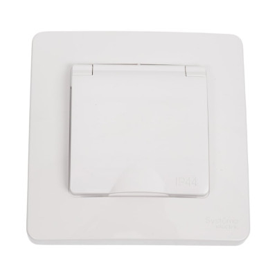 Розетка Systeme Electric Blanca скрытая установка Белый IP44 с заземляющим контактом со шторками,с крышкой, 16А, 250В BLNRS441111