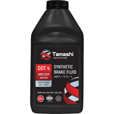 Жидкость тормозная Tamashi DOT4 ABS/ESP, 455г (FMVSS 116, SAE J1703, SAEJ1704) BFT05
