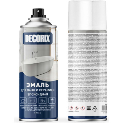 Аэрозольная эмаль для ванн и керамики Decorix белый 520 мл 0156-21 DX