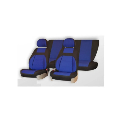 Чехлы на сиденья DEFLY Lada 2107, 1982-2012, дополнительная боковая поддержка, жаккард черный/синий V012-D4