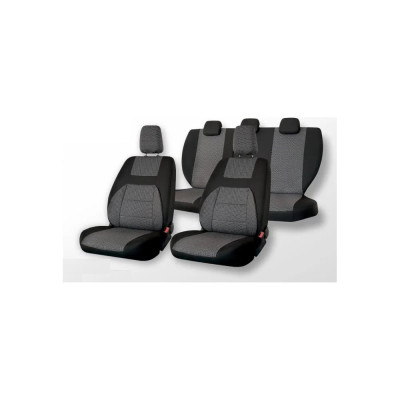 Чехлы на сиденья DEFLY Lada Granta, 2011-2018, дополнительная боковая поддержка, сплошной задний ряд, жаккард черный/серый V004-D2