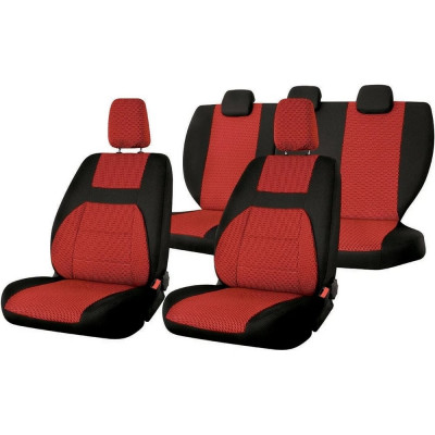 Чехлы на сиденья DEFLY Lada Granta, 2011-2018, дополнительная боковая поддержка, задний ряд 60/40, жаккард черный/красный V016-D3