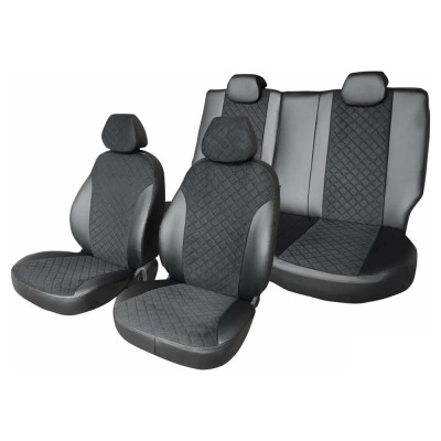 Чехлы на сиденья DEFLY Suzuki Grand Vitara, 2005-2016, экокожа черная/замша черная ромб Sz2-2ZR
