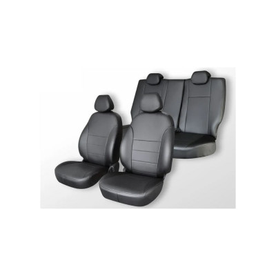 Чехлы на сиденья DEFLY Toyota Avensis (Т250), 2003-2008, cедан, сплошная спинка заднего ряда, экокожа черная Ty27-2K