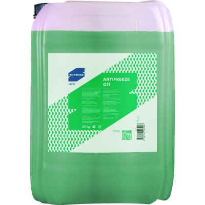 Антифриз для двигателя автомобиля SotSnab Антифриз G11 (зеленый), 20кг, 20л, (-40), охлаждающая жидкость СотСнаб АНТG11з-30.20