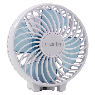 Портативный вентилятор MARTA MT-FN2546 емкость аккумулятора 1800 мА/ч, белый/голубой 39937