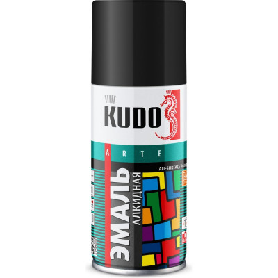 Эмаль универсальная KUDO черная глянцевая RAL-9005 210 мл KU-1002.1