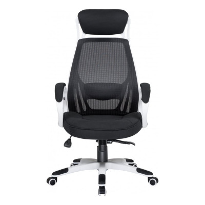 Офисное кресло для руководителей DOBRIN STEVEN WHITE цвет белый пластик, черная ткань  LMR-109BL_W-P_MSH-white
