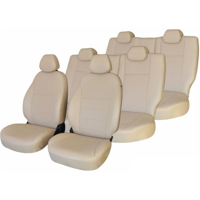Чехлы на сиденья DEFLY Toyota Land Cruiser (J200), 2007-2015, спинка 2 ряда 40/20/40, 7 мест, экокожа бежевая Ty40-7-6K