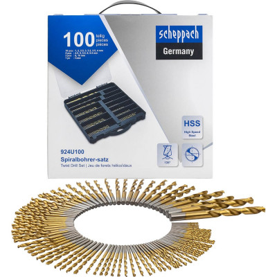Сверла по металлу, набор 100 предметов Scheppach Sch-924U100(58958)