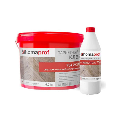Клей для паркета и паркетной доски Homakoll Homaprof 734 2K PU 10 кг, 2K, полиуретановый 734a+b-10-19