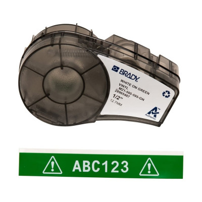 Лента 12.7мм/6.4м винил, белый на зеленом Brady M21-500-595-GN brd142805
