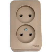 Розетка Systeme Electric Blanca о/у, двойная, без заземления, без штор., 16а, 250в, титан BLNRA000204