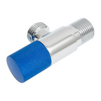 Угловой кран Terma хромированный 1/2 н/н керамический затвор (ручка круглая blue) 33631 26214