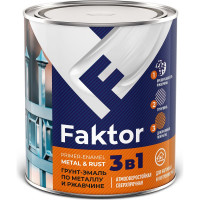 Грунт-эмаль ЯРОСЛАВСКИЕ КРАСКИ FAKTOR на ржавчину 3 в 1, черная, банка 0.8 кг 215148
