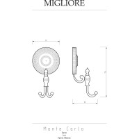 Крючок Migliore MONTECARLO двойной, с завитком, бронза 31533