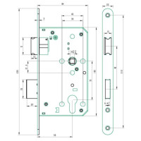 Корпус замка Doorlock DL4292С/55/72/20/SCr матовый хром, реверсивный, под цилиндр, бэксет 55 мм, межосевое расстояние 72 мм, фронтальная планка шириной 2 75309