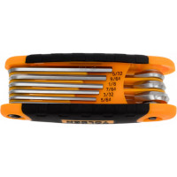 Набор дюймовых шестигранников TOLSEN 5/64"-1/4" мм, складной, 9 предметов 20098