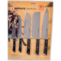 Набор ножей 5 в 1 Samura "HARAKIRI" 11, 23, 43, 85, 95, коррозионно-стойкая сталь, ABS пластик SHR-0250B/K