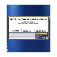 Масло синтетическое моторное 4-тактное MOTORBIKE 10W-40, 10 л, для мотоциклов MANNOL 781210