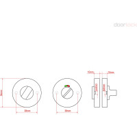 Поворотная кнопка  Doorlock v e08/wc/6/rg/ss bl черная, с индикатором, шпиндель 6 мм 79153