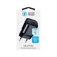 Сетевое зарядное устройство QUMO Energy PD, 20W Charger 0071, два порта: Type-C PD, + USB-A QC3.0, цвет черный 43013