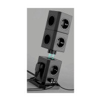 Сетевой фильтр QUMO Power Block System PD1+2 12SP5U P-0003, 13 розеток, 2500 Вт, 10A, кабель 2м 3*1 мм чистая медь, пожаробезопасный пластик, евровилка, 2 USB порта 2,4A + USB-C 30W 42089