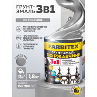 Грунт-эмаль по ржавчине FARBITEX 3в1 светло-серый 7004 (1.8 кг) 4300013980