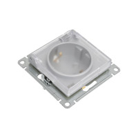 Розетка механизм Systeme Electric AtlasDesign Aqua 16А IP44 с заземлением защитные шторки с прозрачная крышкой алюминий SE ATN440346
