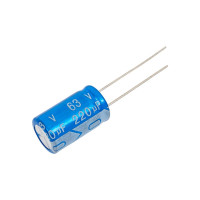 Конденсатор электролитический JB Capacitors, 220мкФ, 63В, 105C, 10x16 / P:5 мм, JRB1J221M05001000160000B-225