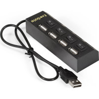USB-Хаб концентратор ExeGate 4-в-1 DUB-42SW кабель-адаптер USB2.0-4xUSB2.0, кнопки включения отключения для каждого порта, Plug&Play, черный 293977