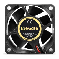 Вентилятор ExeGate 24В DC EX06025S2P-24 60x60x25 мм, Sleeve bearing подшипник скольжения, 2pin, 5000RPM, 34.5dBA 295204