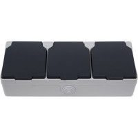 Розетка тройная с крышкой ARTSUN (накладная) PRO SO 16 -3Е-W/B (PC-поликарбонат) PRO SO 16 -3Е-W/B (PC)