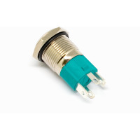 Кнопка антивандальная OXION Ø 16, 220V 1NO, ON-OFF 10A с фиксацией под пайку, синяя, арт. OX16K1-P10Z-E