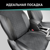 Чехлы на сиденья DEFLY Toyota Corolla (E150), 2006-2013, седан, экокожа черная/замша черная ромб Ty1-2ZR