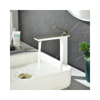 Смеситель для умывальника Lemark "Миста" высокий, монолитный, белый/золото LM6409WG