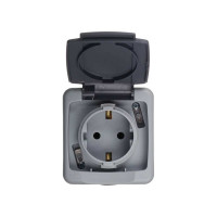 Розетка MAKEL о/у серая с заземлением IP55 с крышкой 36064029