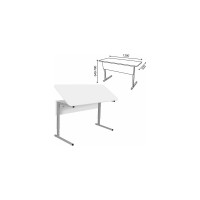 Стол-парта ДЭМИ 2-местный, регулируемый угол, Сут.55-01, 1200x500x640-780 мм, рост 4-6, серый каркас, ЛДСП белая 532716