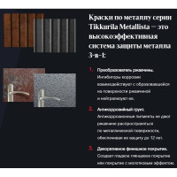 Краска по ржавчине Tikkurila METALLISTA база A, глянцевая 0.8 л, белая 710011840