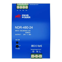 Источник питания Prompower ndr-480-24, на выходе 24 В DC, 20 а, 480 Вт. входное 85-264 В AC (120-370 В DC) NDR48024