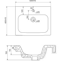 IDDIS Тумба с умывальником, напольная, 50 см, белая/под дерево, New Sena, NSE50W1i95K