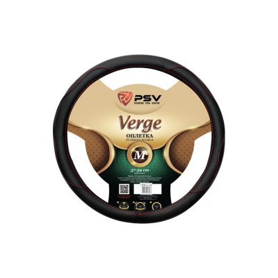 Оплётка на руль PSV VERGE Fiber черный, отстрочка красная, M 129631